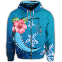 Hawaii Turtle Moon Dream Zip Hoodie - Polynesian Pride