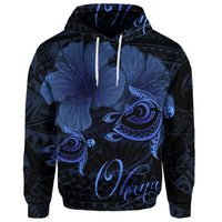 Custom Hawaii Turtle Ohana Hibiscus Poly Hoodie Blue - Polynesian Pride