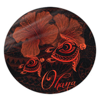 Hawaii Turtle Ohana Hibiscus Poly Round Carpet - Orange - AH Round Carpet Luxurious Plush - Polynesian Pride