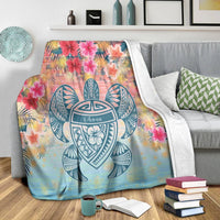 Hawaii Turtle Ohana Stary Night Hibiscus Premium Blankets - AH - Polynesian Pride
