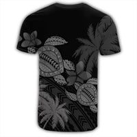 Hawaii Turtle Plumeria Coconut Tree Polynesian T Shirt Gray - Polynesian Pride