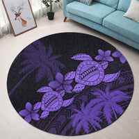 Hawaii Turtle Plumeria Coconut Tree Polynesian Round Carpet - Purple - AH - Polynesian Pride