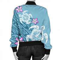 Hawaii Turtle Plumeria Polynesian Simple Bomber Jacket - AH - Polynesian Pride