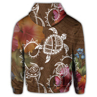 Hawaii Turtle Polynesian Zip Hoodie Herd Style - Polynesian Pride