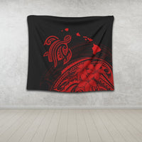 Hawaii Turtle Polynesian Map Plumeria Tapestry Red - AH - Polynesian Pride