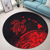 Hawaii Turtle Polynesian Map Plumeria Round Carpet Red - AH - Polynesian Pride