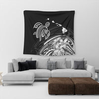 Hawaii Turtle Polynesian Map Plumeria Tapestry White - AH - Polynesian Pride