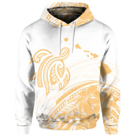 Custom Hawaii Turtle Polynesian Map Plumeria White Background Hoodie - Polynesian Pride