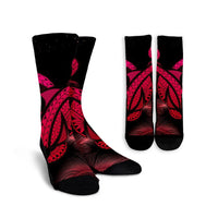 Hawaii Turtle Polynesian Tropical Crew Socks - Ghia Style Pink - AH Crew Socks White - Polynesian Pride