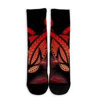 Hawaii Turtle Polynesian Tropical Crew Socks - Ghia Style Red - AH - Polynesian Pride