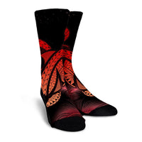 Hawaii Turtle Polynesian Tropical Crew Socks - Ghia Style Red - AH - Polynesian Pride