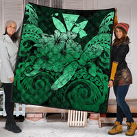 Hawaii Turtle Wave Polynesian Premium Quilts - Hey Style Green Pastel - AH - Polynesian Pride