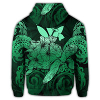 Hawaii Turtle Wave Polynesian Zip Hoodie Hey Style Green Pastel - Polynesian Pride