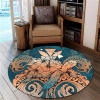 Hawaii Turtle Wave Polynesian Round Carpet - Hey Style Orange - AH - Polynesian Pride