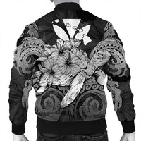 Hawaii Turtle Wave Polynesian Bomber Jacket - Hey Style White - AH - Polynesian Pride