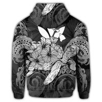 Hawaii Turtle Wave Polynesian Zip Hoodie Hey Style White - Polynesian Pride