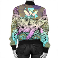 Hawaii Turtle Wave Polynesian Bomber Jacket - Hey Style Yellow - AH - Polynesian Pride