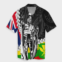 Hawaii Two Flag Kanaka Maoli King Polynesian Hawaiian Shirt - AH Unisex Black - Polynesian Pride