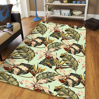 Hawaii Vintage Tropical Jungle Leaves Orchid Bird Area Rug - AH - Polynesian Pride