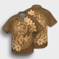 Hawaii Yin Yang Turtle Shark Hibiscus Plumeria Hawaiian Shirt - Gold - AH - Polynesian Pride