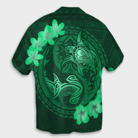 Hawaii Yin Yang Turtle Shark Hibiscus Plumeria Hawaiian Shirt - Green - AH - Polynesian Pride