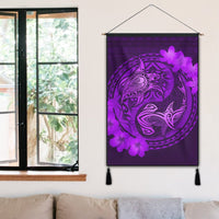 Hawaii Yin Yang Turtle Shark Hibiscus Plumeria Hanging Poster - Purple - AH - Polynesian Pride