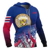 Hawaii Coat of Arms Zip up Hoodie Polynesian Pattern - Polynesian Pride