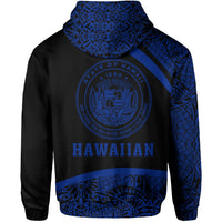 Hawaii Polynesian Zipper Hoodie Blue Round Style - Polynesian Pride