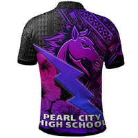 Hawaii Custom Polo Shirt Pearl City High School Horse and Thunder Hibiscus Polynesian LT10 - Polynesian Pride