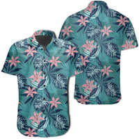 Hawaiian Shirt - Tropical Monstera Leaf Blue Shirt Unisex Black - Polynesian Pride