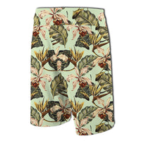 Hawaii Vintage Tropical Jungle Leaves Orchid Bird Board Shorts - Polynesian Pride