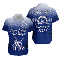 (Custom Personalised) Tupou College Hawaiian Shirt Old Boys Tongan Tapa - Class Year and Your Text LT13 Unisex Blue - Polynesian Pride