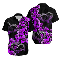 Polynesian Valentine Matching Dress and Hawaiian Shirt Hibiscus Flowers Purple Style LT6 - Polynesian Pride