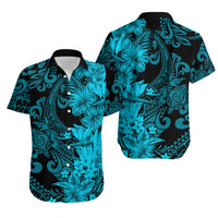 Hawaii Flowers Mix Tribal Pattern Hawaiian Shirt LT6 Unisex Blue - Polynesian Pride