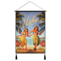 Hawaiian Aloha Hula Girl Hibiscus Polynesian Hanging Poster - AH Hanging Poster Cotton And Linen - Polynesian Pride