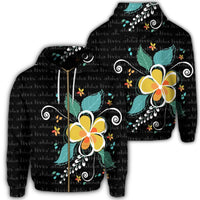 Hawaiian Aloha Plumeria Polynesian Zip Hoodie Unisex Art - Polynesian Pride