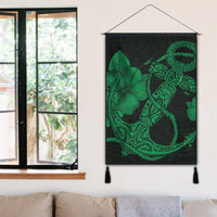 Hawaiian Anchor Poly Tribal Hibiscus Polynesian Hanging Poster Green - AH - Polynesian Pride