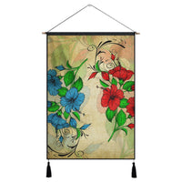 Hawaiian Blue And Red Hibiscus Polynesian Hanging Poster - AH Hanging Poster Cotton And Linen - Polynesian Pride