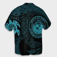 Hawaiian Coat Of Arms Turtle Polynesian Hawaiian Shirt Blue AH - Polynesian Pride