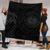 Hawaiian Coat Of Arms Turtle Polynesian Premium Quilts Gray AH - Polynesian Pride