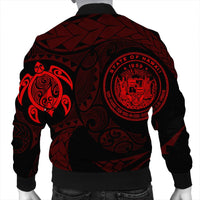 Hawaiian Coat Of Arms Turtle Polynesian Bomber Jacket Red AH - Polynesian Pride