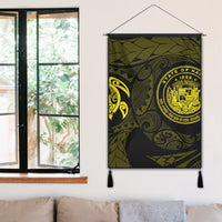 Hawaiian Coat Of Arms Turtle Polynesian Hanging Poster Yellow AH - Polynesian Pride
