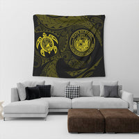Hawaiian Coat Of Arms Turtle Polynesian Tapestry Yellow AH - Polynesian Pride