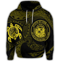 Hawaiian Coat of Arms Turtle Polynesian Hoodie Yellow - Polynesian Pride