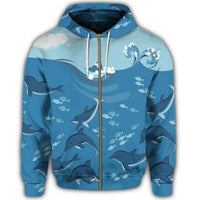 Hawaiian Dolphins Polynesian Zip Hoodie - Polynesian Pride