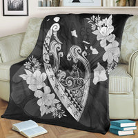 Hawaiian Fish Hook Hibiscus Banzai Surfing Polynesian Premium Blankets - AH - Polynesian Pride
