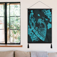 Hawaiian Fish Hook Hibiscus Banzai Surfing Polynesian Hanging Poster Blue - AH - Polynesian Pride