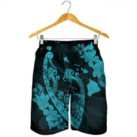 Hawaiian Fish Hook Hibiscus Banzai Surfing Polynesian Men's Shorts Blue - AH - Polynesian Pride