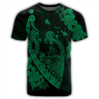 Hawaiian Fish Hook Hibiscus Banzai Surfing Polynesian T Shirt Green - Polynesian Pride