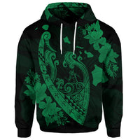 Custom Hawaiian Fish Hook Hibiscus Banzai Surfing Polynesian Hoodie Green - Polynesian Pride